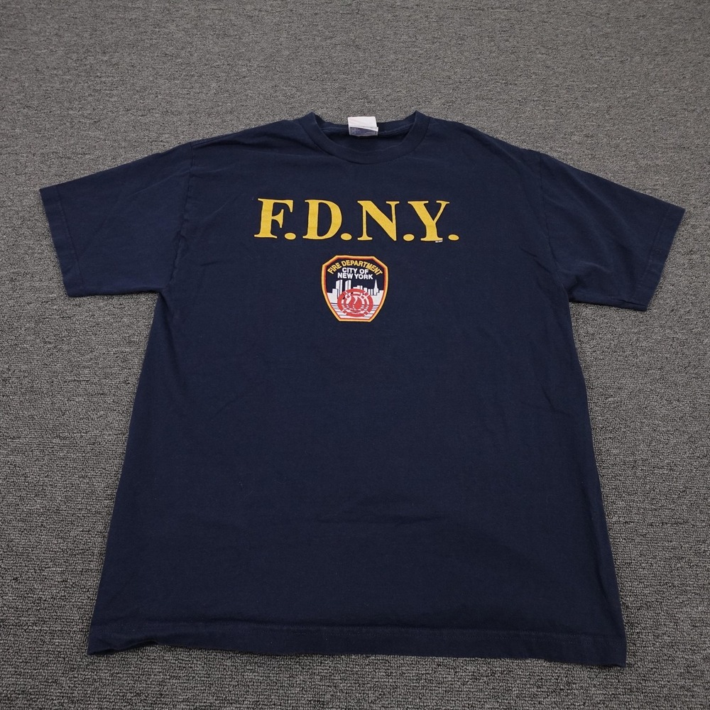 Murina Shirt Mens Large Blue FDNY New York Fire Dept Graphic Tee Made USA